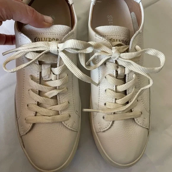 Soludos Ibiza Platform Leather Sneakers Size 8 Oasis White Casual Comfortable - Picture 7 of 14